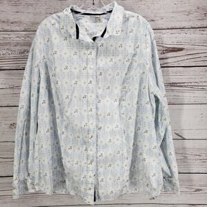 Steinbock Tyrol / Austria Blue Damask 100%Cotton Long Sleeve Shirt Size 20